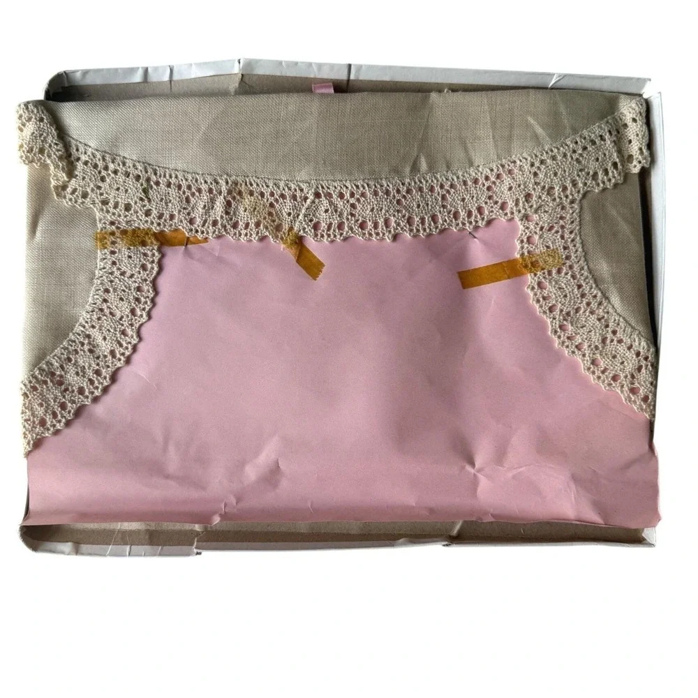 Vintage Irish Linen Dressing Table Set — Hand Embroidered Lace New in Box
